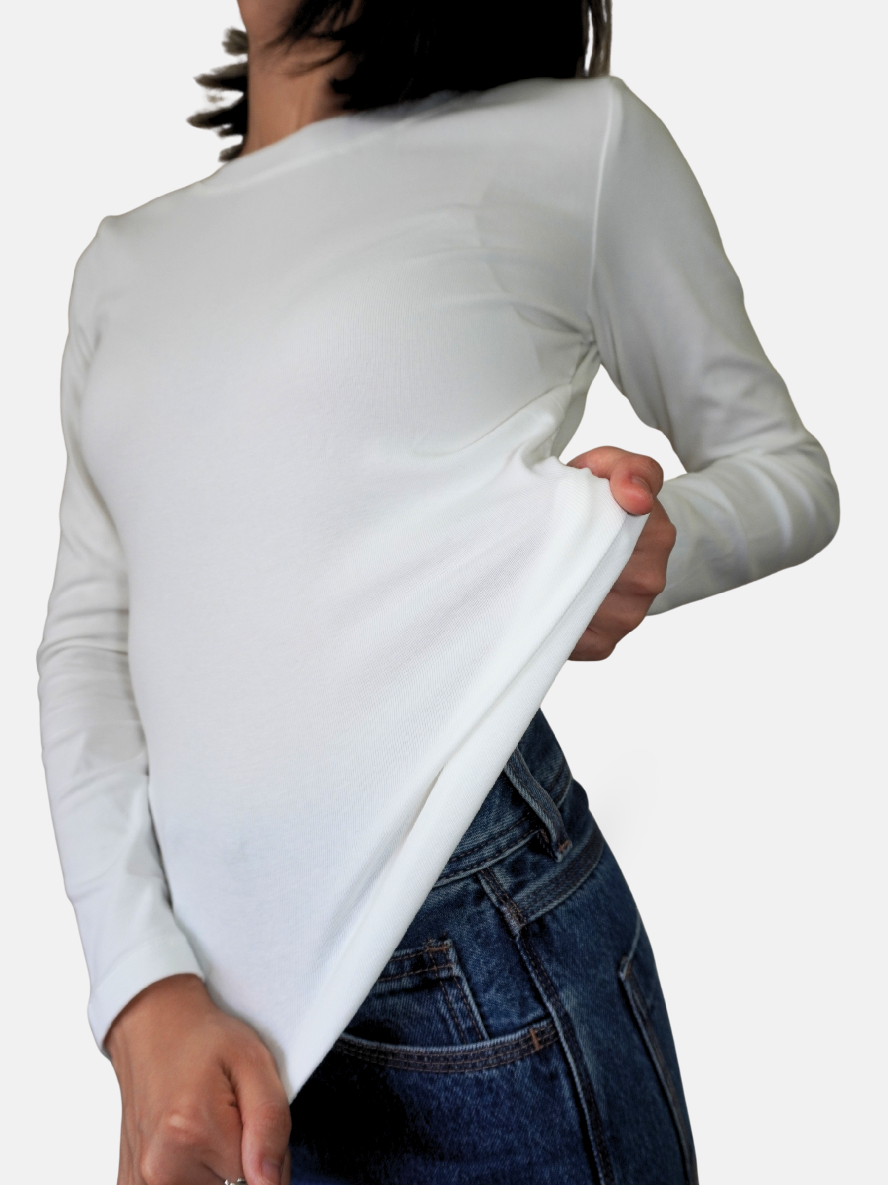 Essential Cotton Long Sleeve Crew Neck Tee