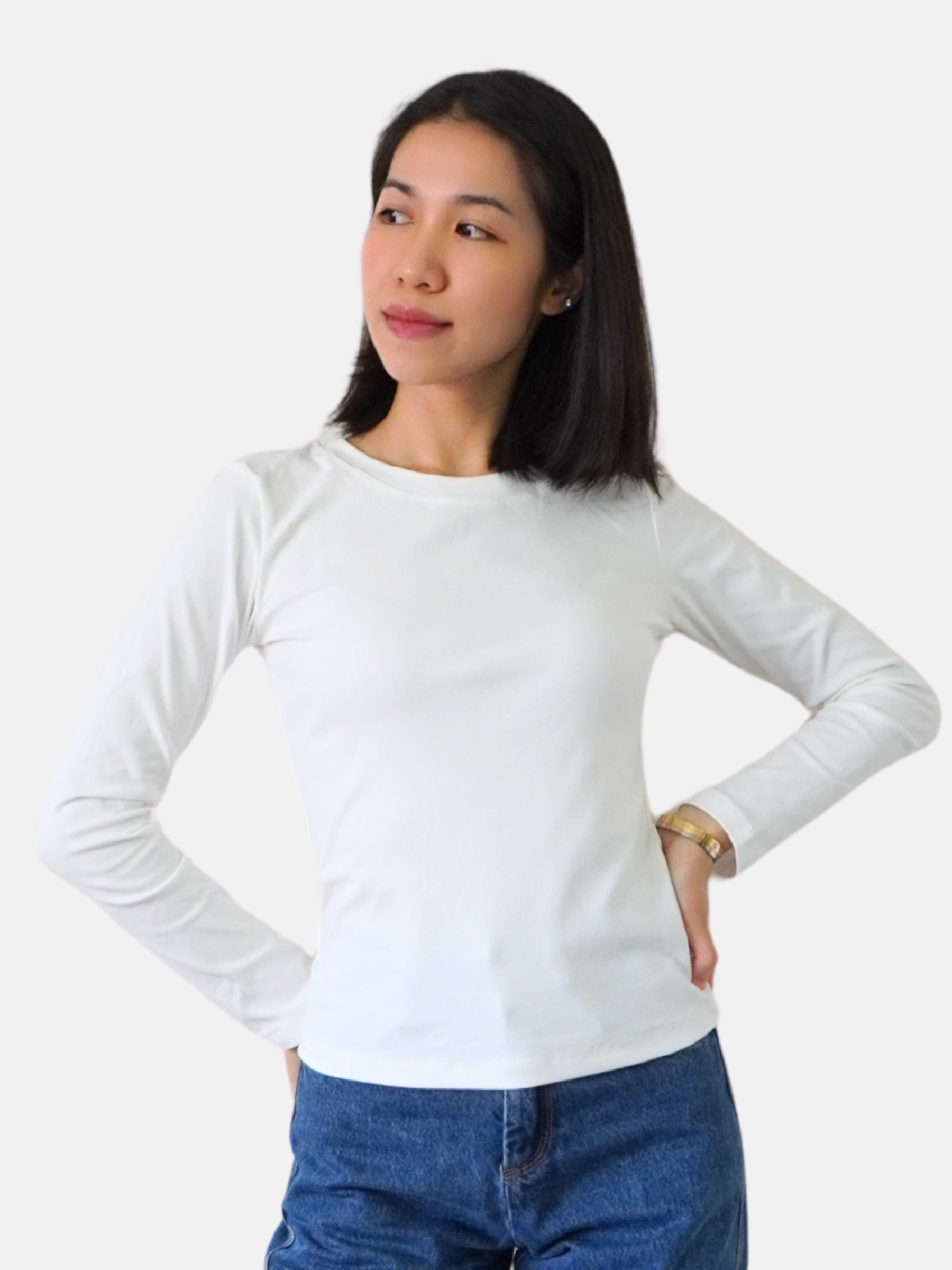 Essential Cotton Long Sleeve Crew Neck Tee