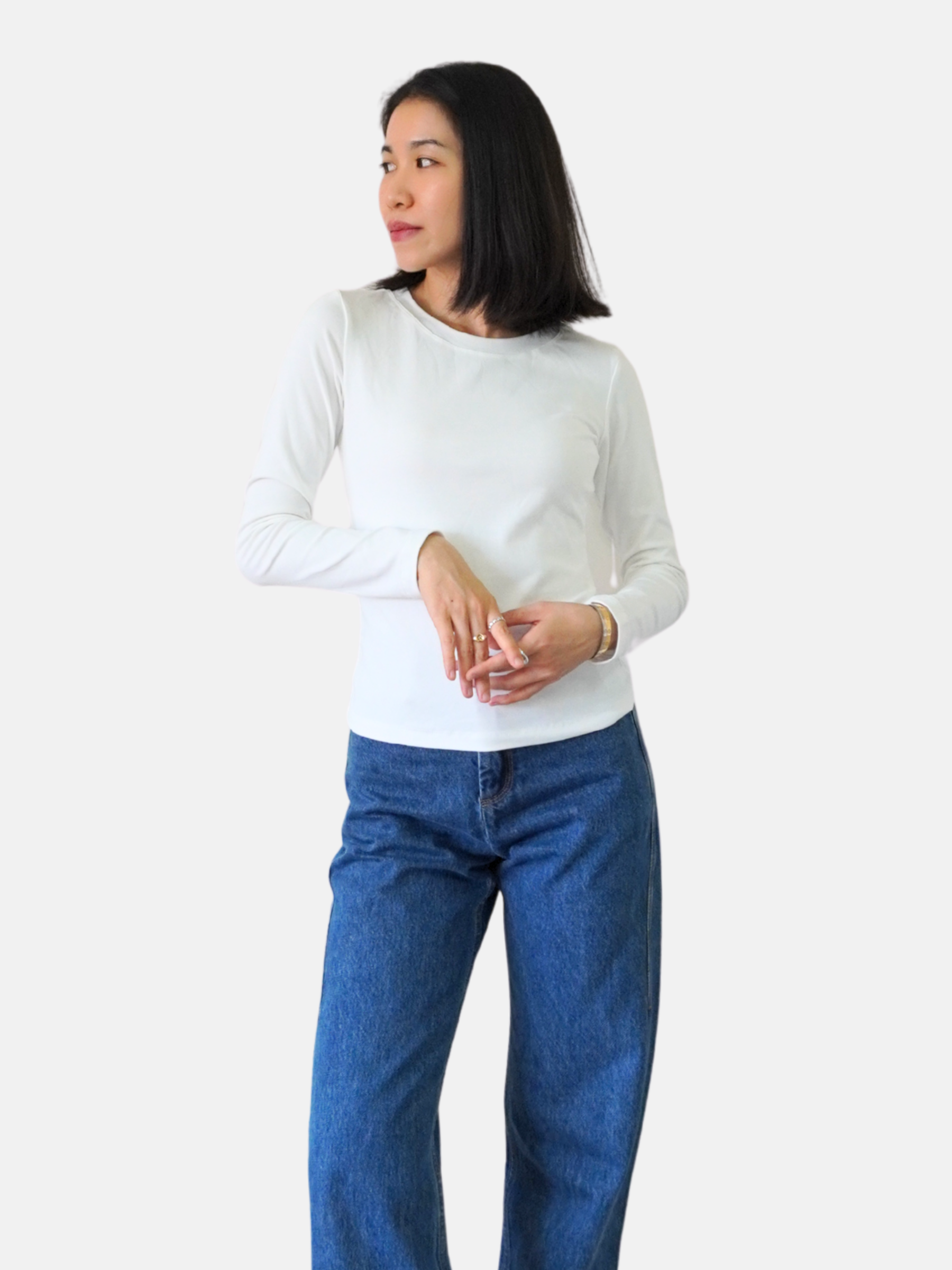 Essential Cotton Long Sleeve Crew Neck Tee