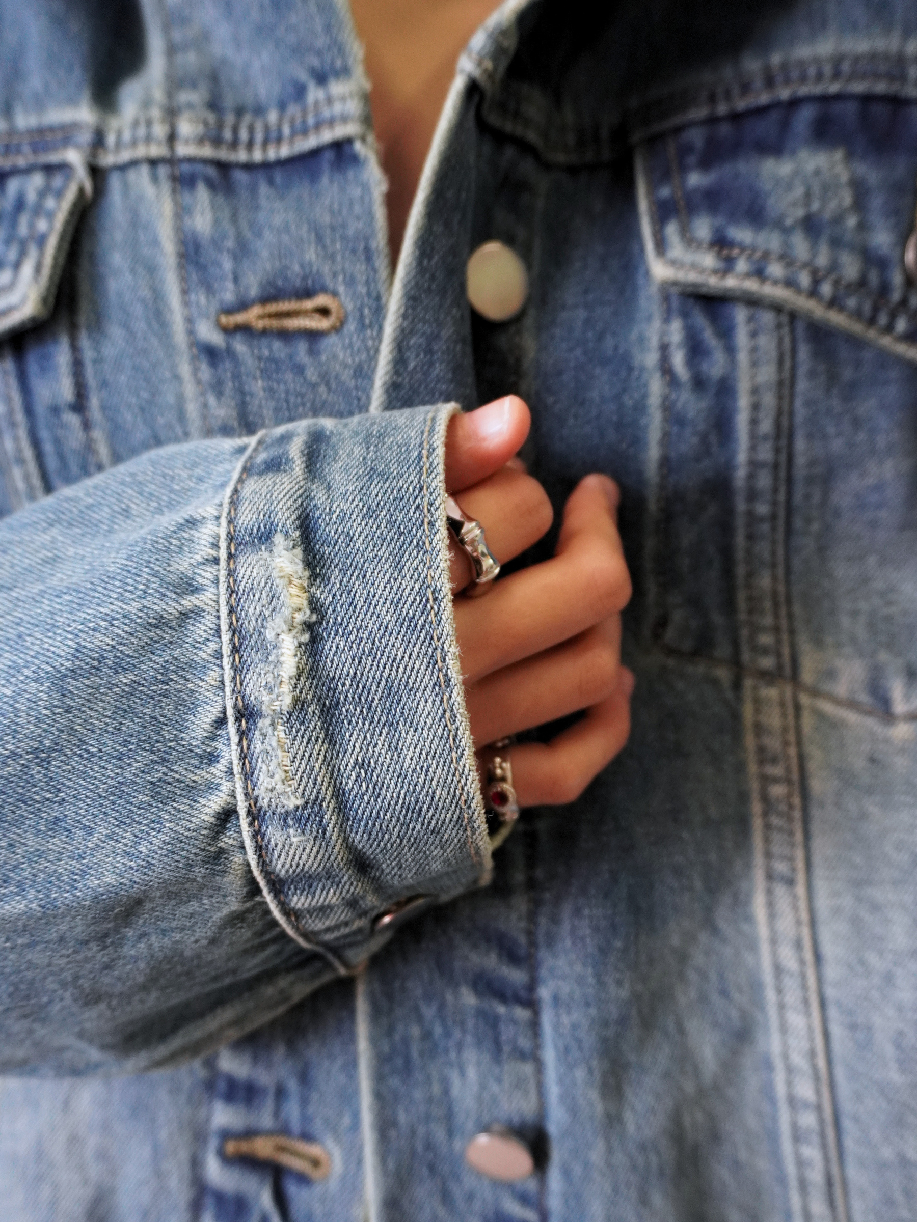 Drop Shoulder Deep Wash Denim Jacket