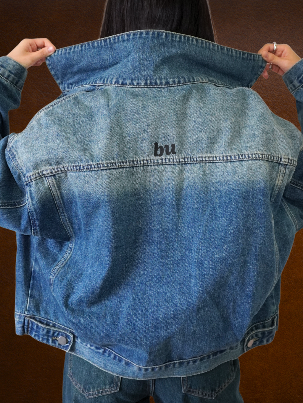 Drop Shoulder Deep Wash Denim Jacket
