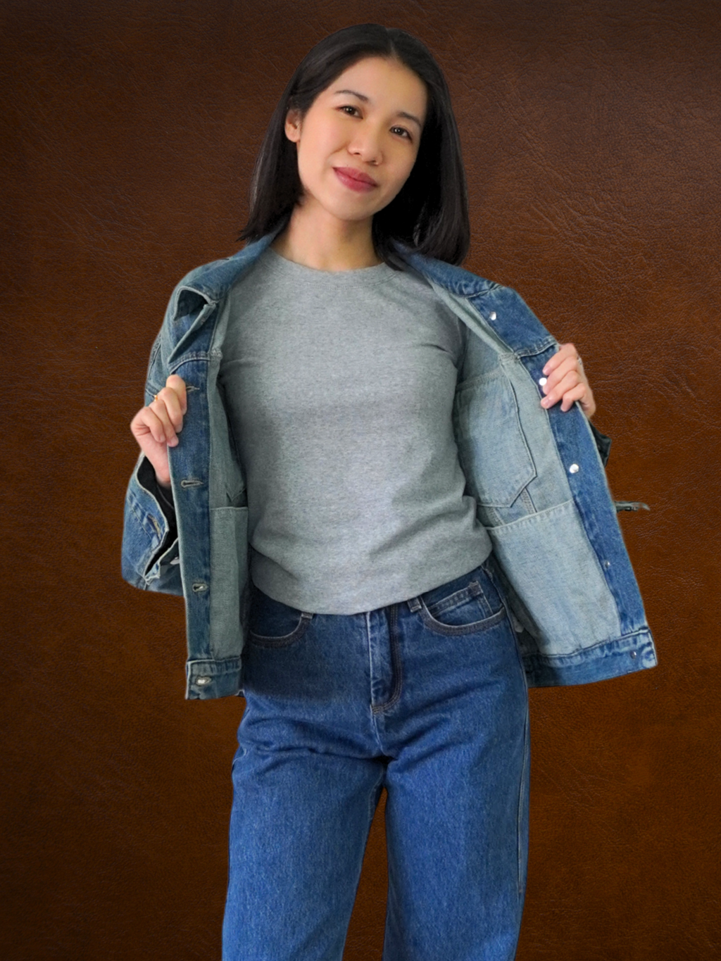 Drop Shoulder Deep Wash Denim Jacket