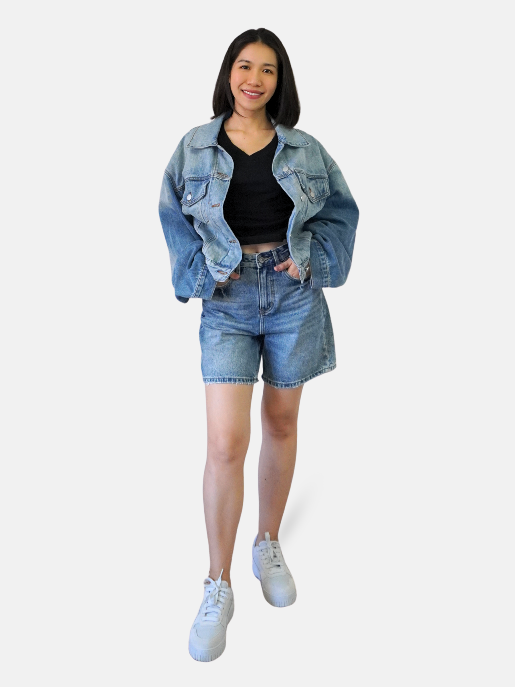 Drop Shoulder Ombre Denim Jacket