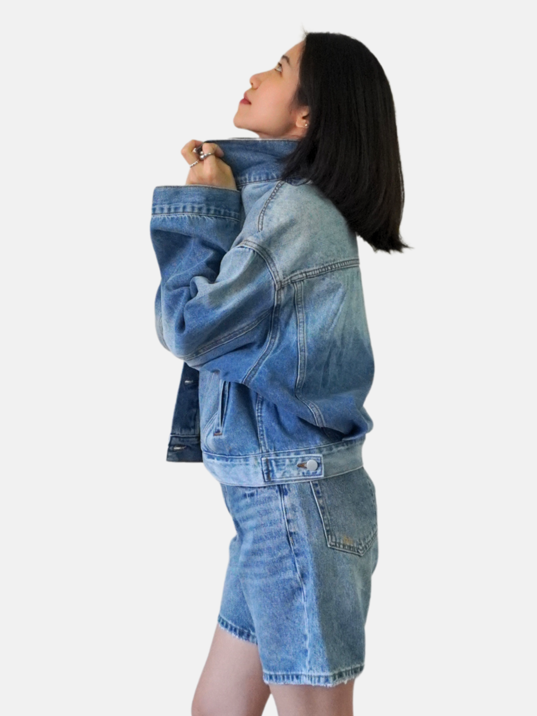 Drop Shoulder Ombre Denim Jacket