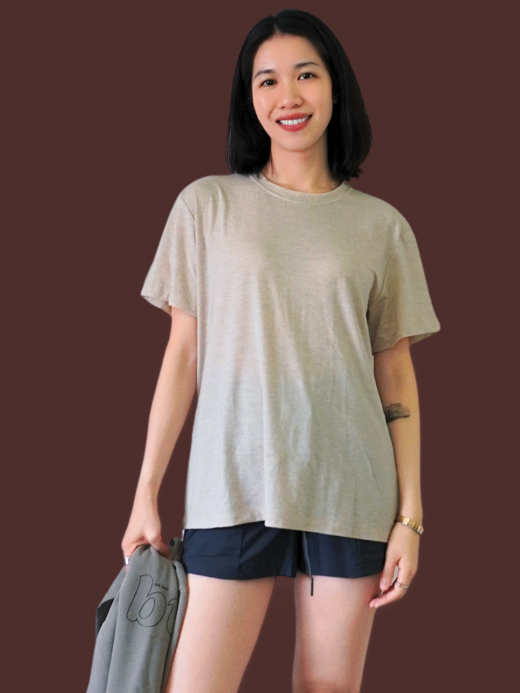Wool Blend Relaxed Crew Neck Tee