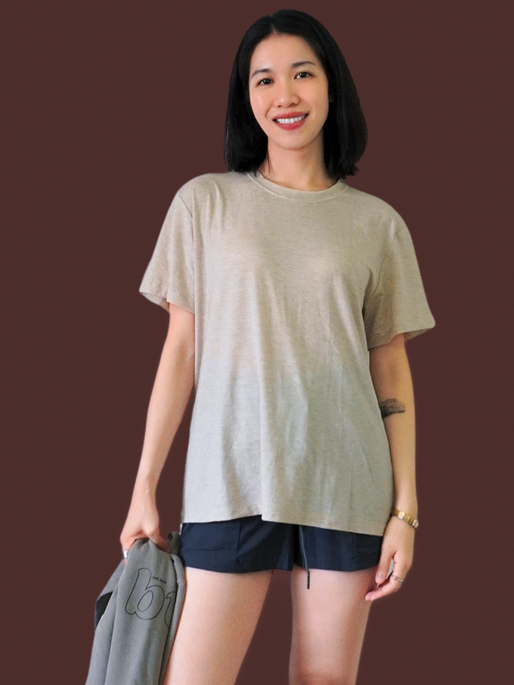 Wool Blend Relaxed Crew Neck Tee