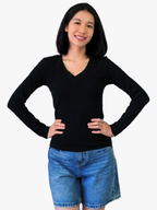 Essential Cotton Long Sleeve V-Neck Tee
