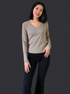 Essential Cotton Long Sleeve V-Neck Tee