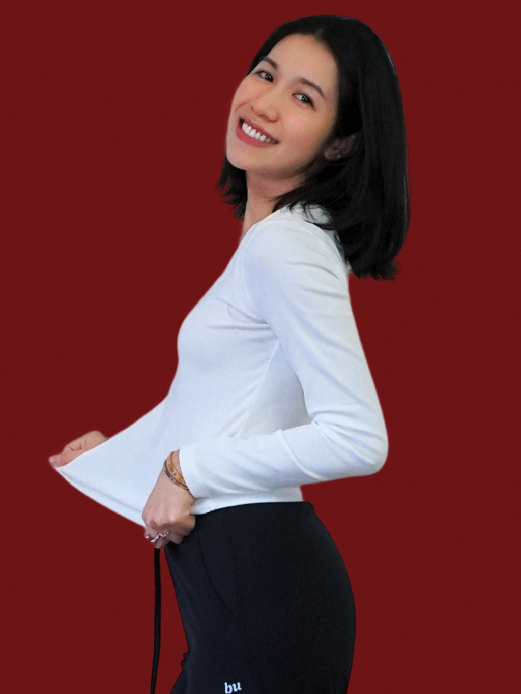 Essential Cotton Long Sleeve V-Neck Tee