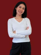 Essential Cotton Long Sleeve V-Neck Tee