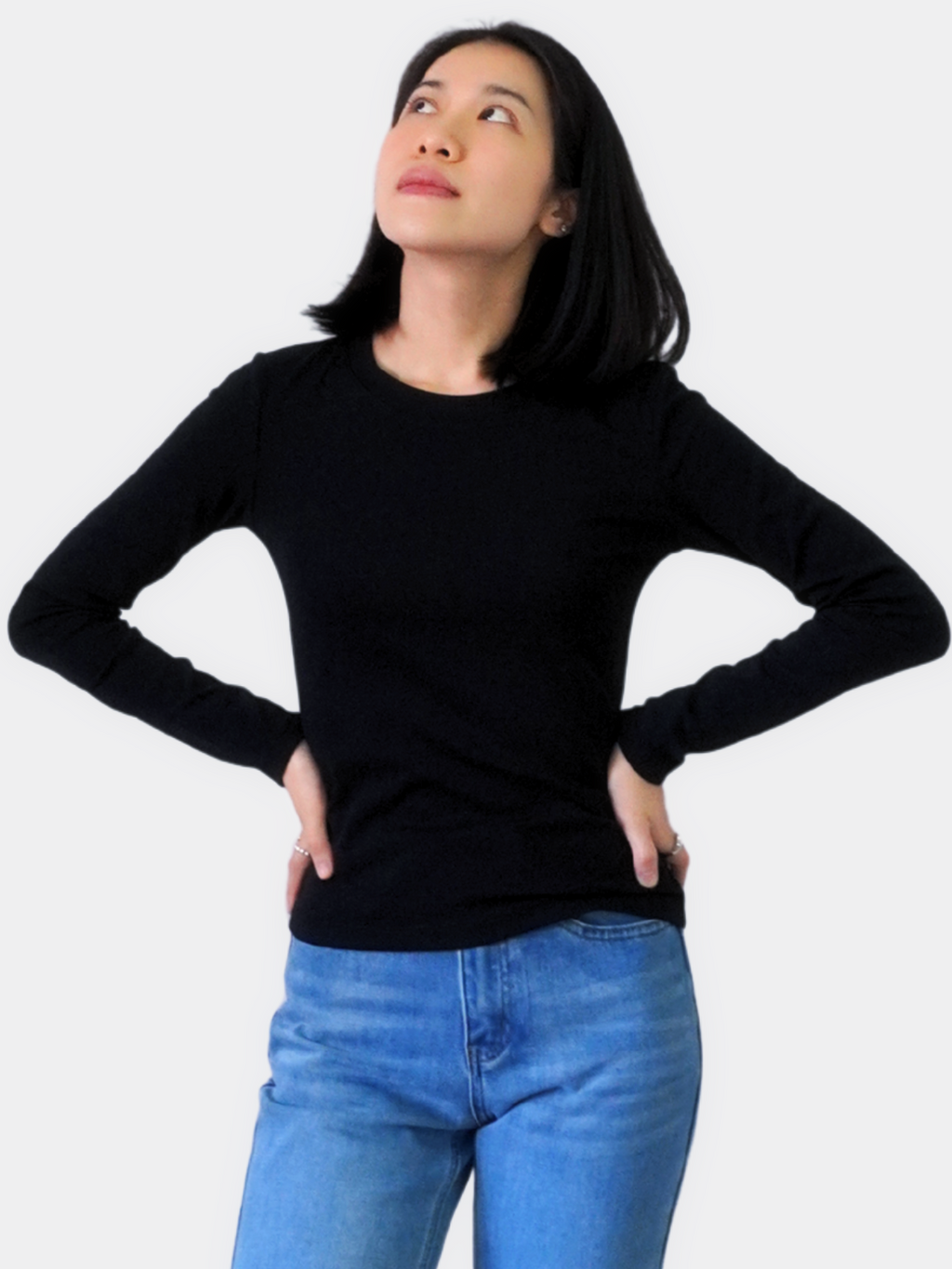 Essential Cotton Long Sleeve Crew Neck Tee