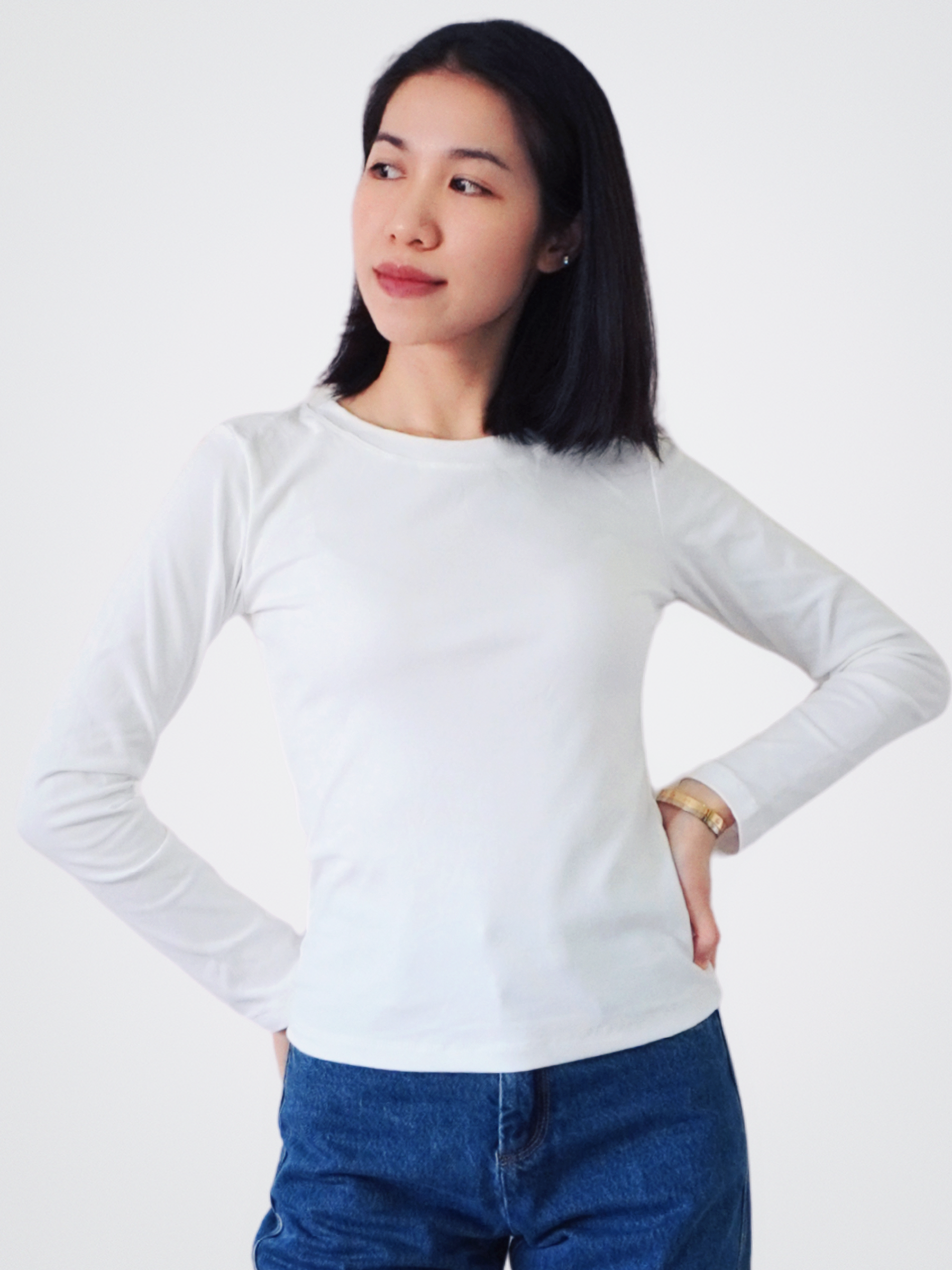 Essential Cotton Long Sleeve Crew Neck Tee