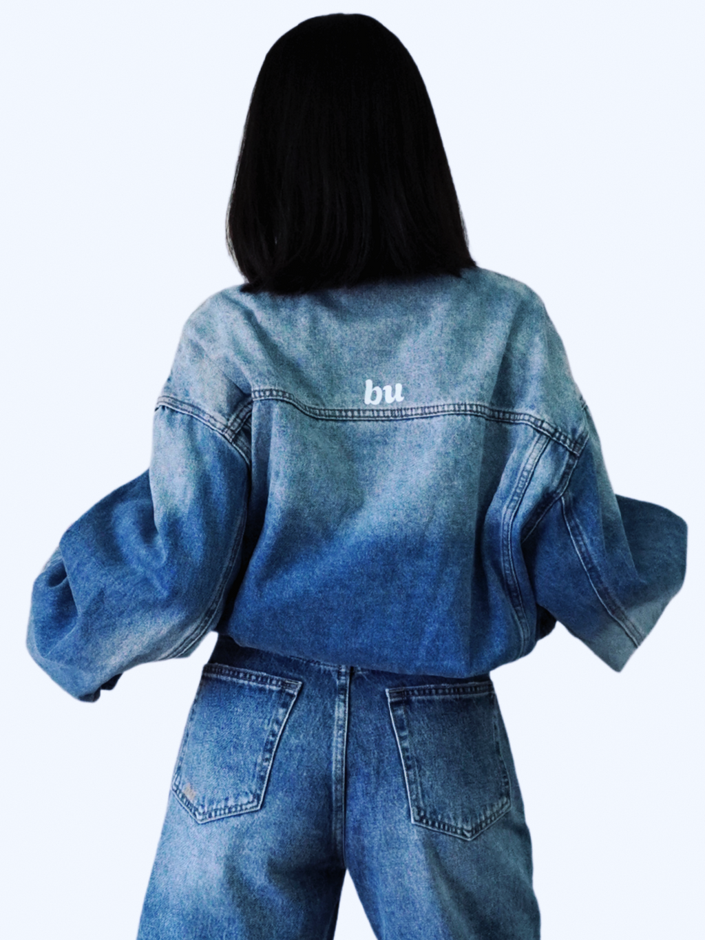 Drop Shoulder Ombre Denim Jacket