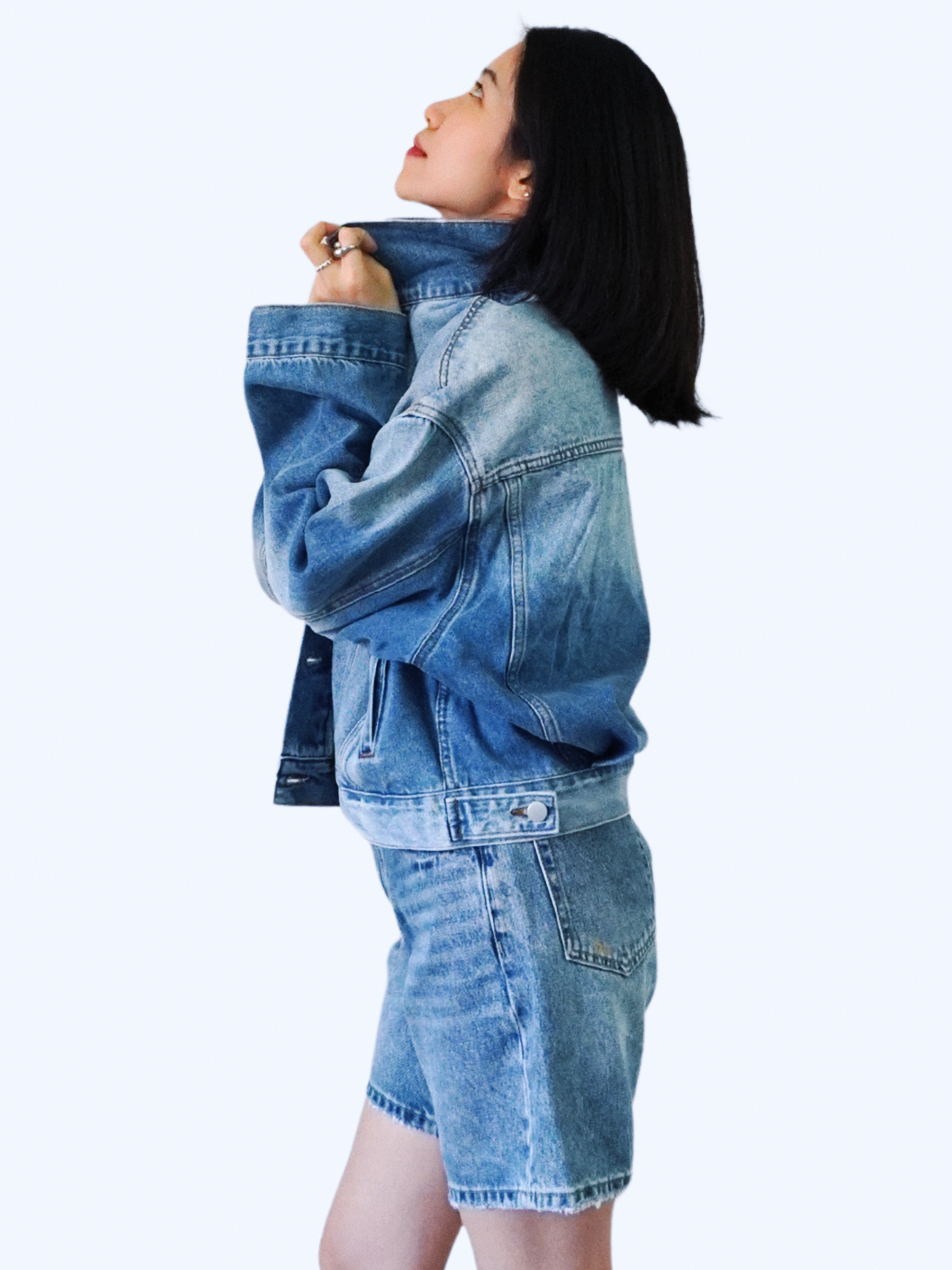 Drop Shoulder Ombre Denim Jacket